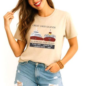 Edmund Fitzgerald Great Lakes Ship Legend Tee Shirt Gift, Laker Ship Design, Great Lakes Shirt, Laker Ship, Nautical Gift