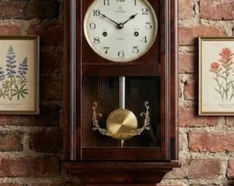 Working Antique Aichi Tokei Wall Clock With Chime, Hand-carved
