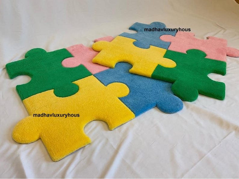 Handmade Tufted Puzzle Rug: Custom Area Rug - Etsy
