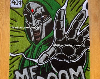 Handmade MF DOOM Tufted Rug, Comic Book Style