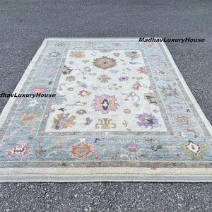 Cream Muted High Quality Modern Oushak Rug Premium Wool Hand Knotted Turkish Inspired,CUSTOMIZE in any size.