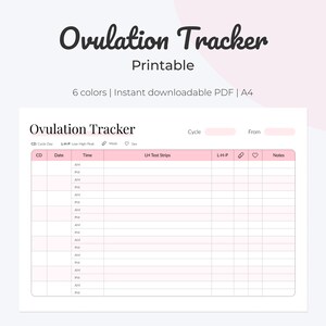 Ovulation tracker Printable, OPK Predictor Kits Log| Fertility TTC Planner | Ovulation Predictor Kits Log | Fertility Planner | Test strips