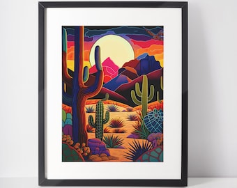 Afdrukbare woestijnlandschap schilderij | Kunst aan de muur | Beste muurkunst nu kopen | Downloadbare digitale | Woestijnlandschap 0003