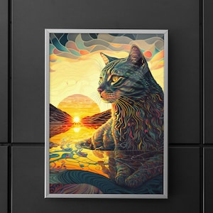 Printable Psychedelic Cat Painting | Wall Art | Best Wall Art Now Shop | Downloadable Digital | Psychedelic Cat 0002