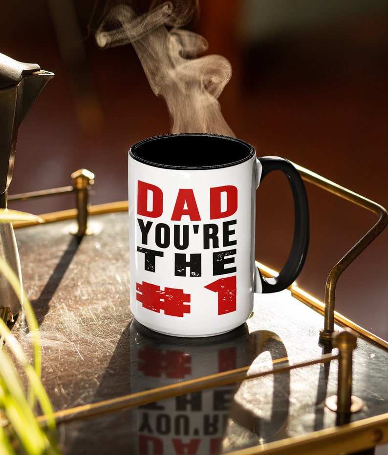 Dad You Are The 1 Coffee Mug Gift, No 1 Dad Coffee Mug, 1 Dad Coffee Cup, Surprise Mug Gift for Dad, Tea Cup for Fathers Day 15oz Accent Mug