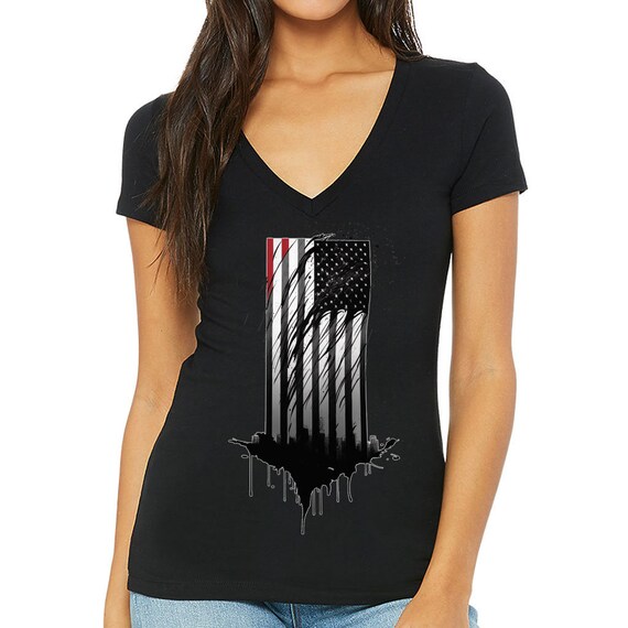 USA Flag Women's V-neck T-shirt Unique Items America Lovers