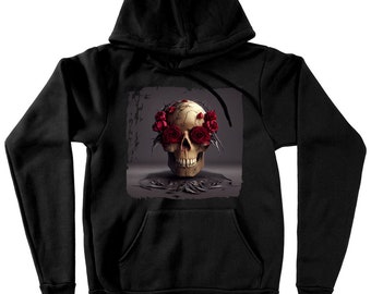 Skull & Roses Graphic Hoodie - Art Sweatshirt