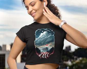 Patriotisk Crop Top: Dam 4 juli T-shirt - Tillverkad i USA
