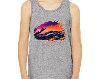 Cool Car Kids Tank Top - USA Made Cotton Jersey Sleeveless T-Shirt