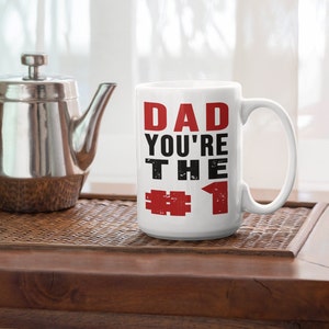 Dad You Are The 1 Coffee Mug Gift, No 1 Dad Coffee Mug, 1 Dad Coffee Cup, Surprise Mug Gift for Dad, Tea Cup for Fathers Day 15oz White Mug