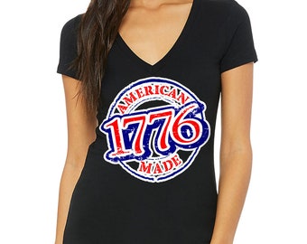 American Made Women's V-Neck T-Shirt - Patriotic Items - Gifts for Girlfriend