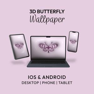3D Butterfly Phone  Wallpaper, ipad Wallpaper, Deskop Wallpaper, Adroid Wallpaper, Digital Wallpaper, Kawaii Wallpaper, Puffy Wallpaper,