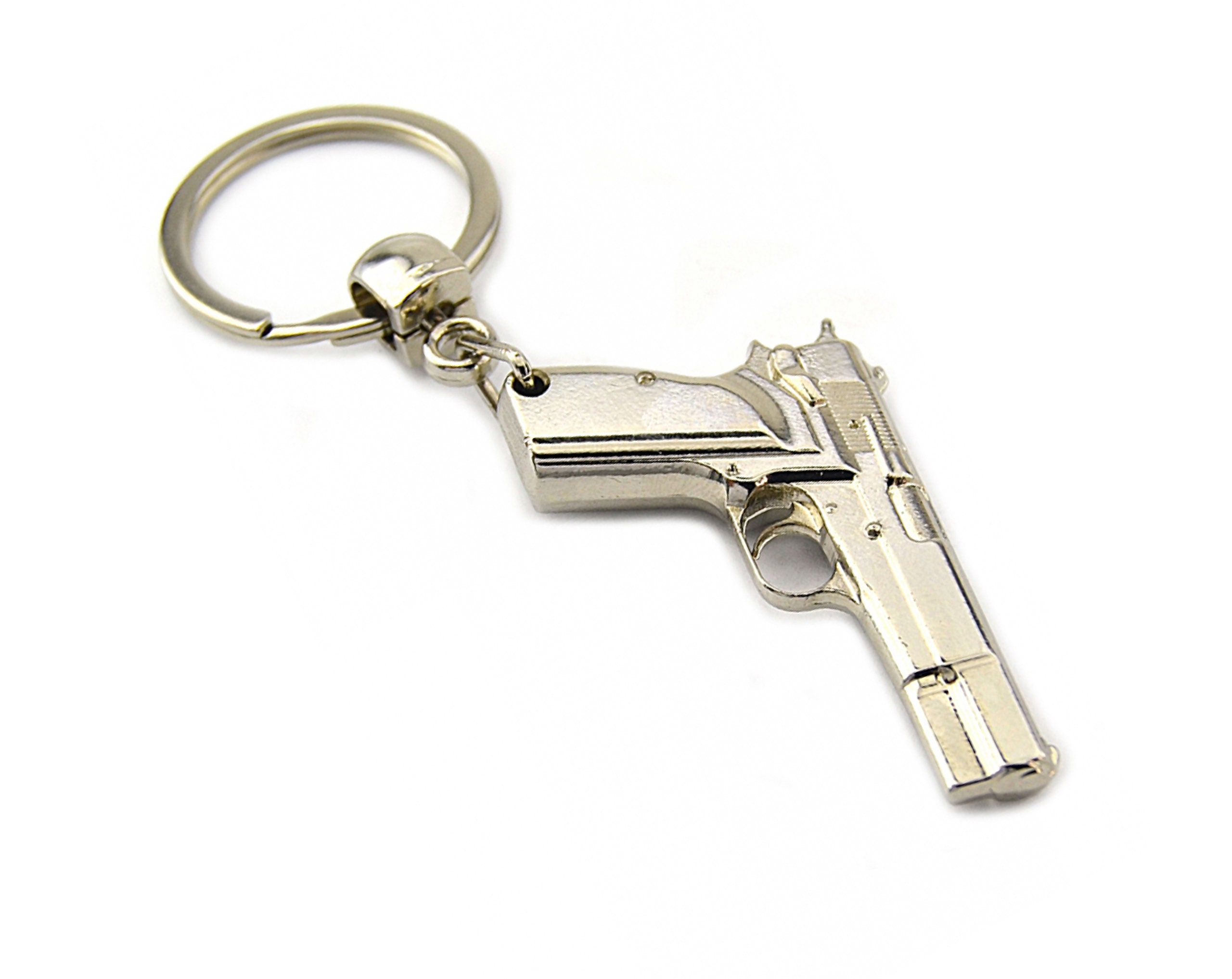 5x PCS Lot - Gold Gun Keychain Pistol Keyring Novelty Big Key Ring