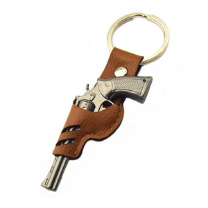 357 Revolver Pistol Weapon Gun Model Metal Keyring Keychain Mini