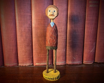 Kurt Vonnegut Wooden Figurine