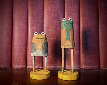 Frog and Toad Wooden Figurines