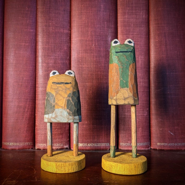 Frog and Toad Wooden Figurines