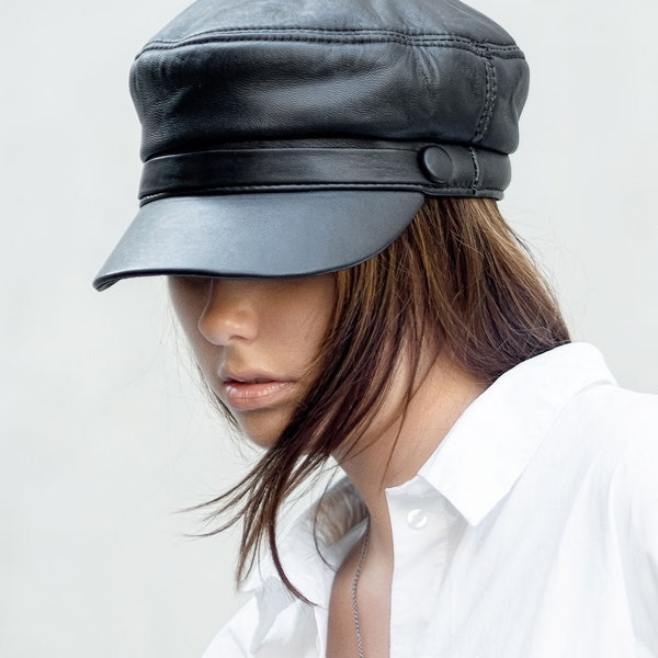 Casquette gavroche en cuir pour femme | Vêtements mode femme en cuir véritable