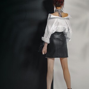 Leather skirt, premium quality midi leather skirt, premium quality fashion | Genuine leather woman fashion clothing