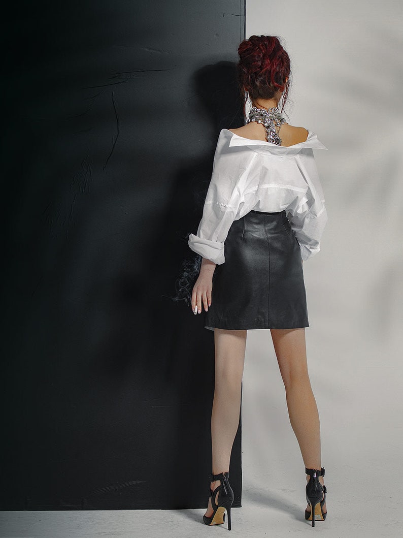 Leather skirt, premium quality midi leather skirt, premium quality fashion | Genuine leather woman fashion clothing