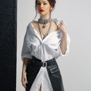 Leather skirt, premium quality midi leather skirt, premium quality fashion | Genuine leather woman fashion clothing