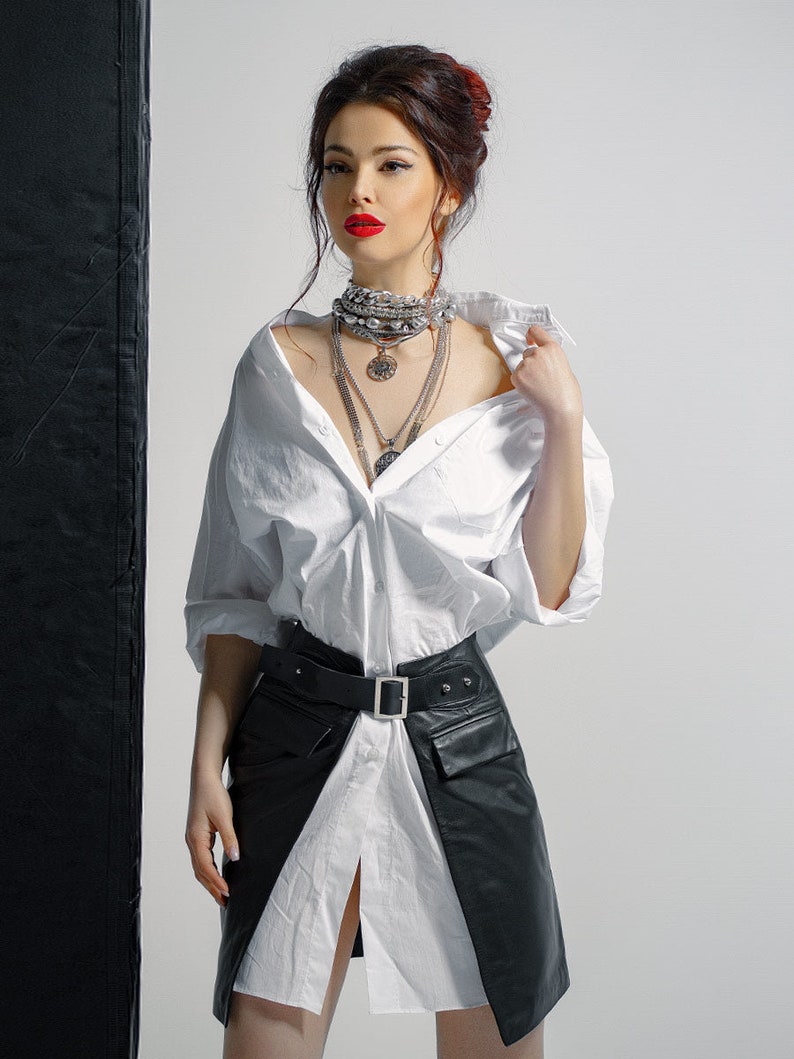 Leather skirt, premium quality midi leather skirt, premium quality fashion | Genuine leather woman fashion clothing