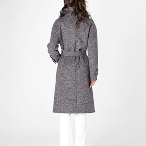 Cashmere and wool coat, grey long cashmere jacket, long wool coat, 100% wool long blazer with belt Genuine cashmere woman fashion clothing image 4