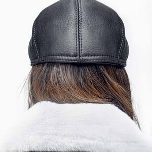 Woman leather hat, warm woman cap Genuine leather woman fashion clothing image 3