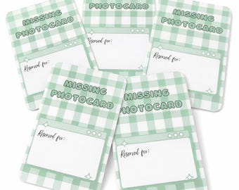 Kpop Binder Fillers | Missing Photocard | Double-sided | Pack of 10 | Green Gingham