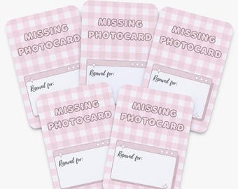 Kpop Binder Fillers | Missing Photocard | Double-sided | Pack of 10 | Pink Gingham