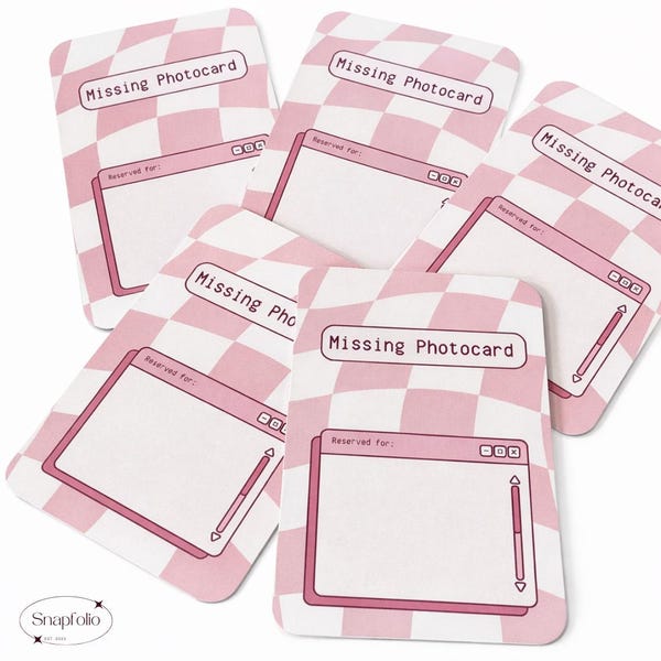 Kpop Binder Fillers | Missing Photocard | Double-sided | Pack of 10 | Pink Retro