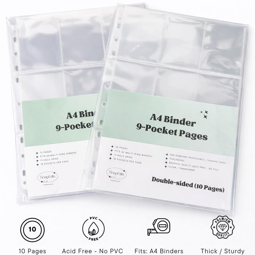 A4 Binder 9-pocket Pages, Refill, Double-sided (pack of 10), Kpop