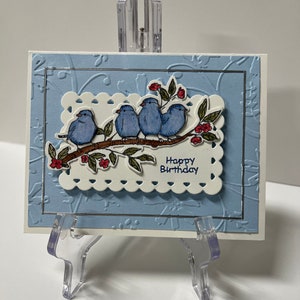 Carte d'anniversaire oiseaux bleus