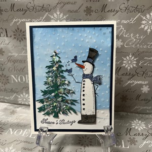 Christmas Card Snowman and Tree
