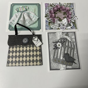 Cartes toutes occasions, cartes de voeux 3D, cartes vintage, carte de sac à main, carte de cage à oiseaux