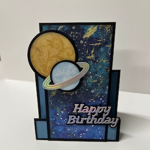 Chevalet carte d'anniversaire, planètes