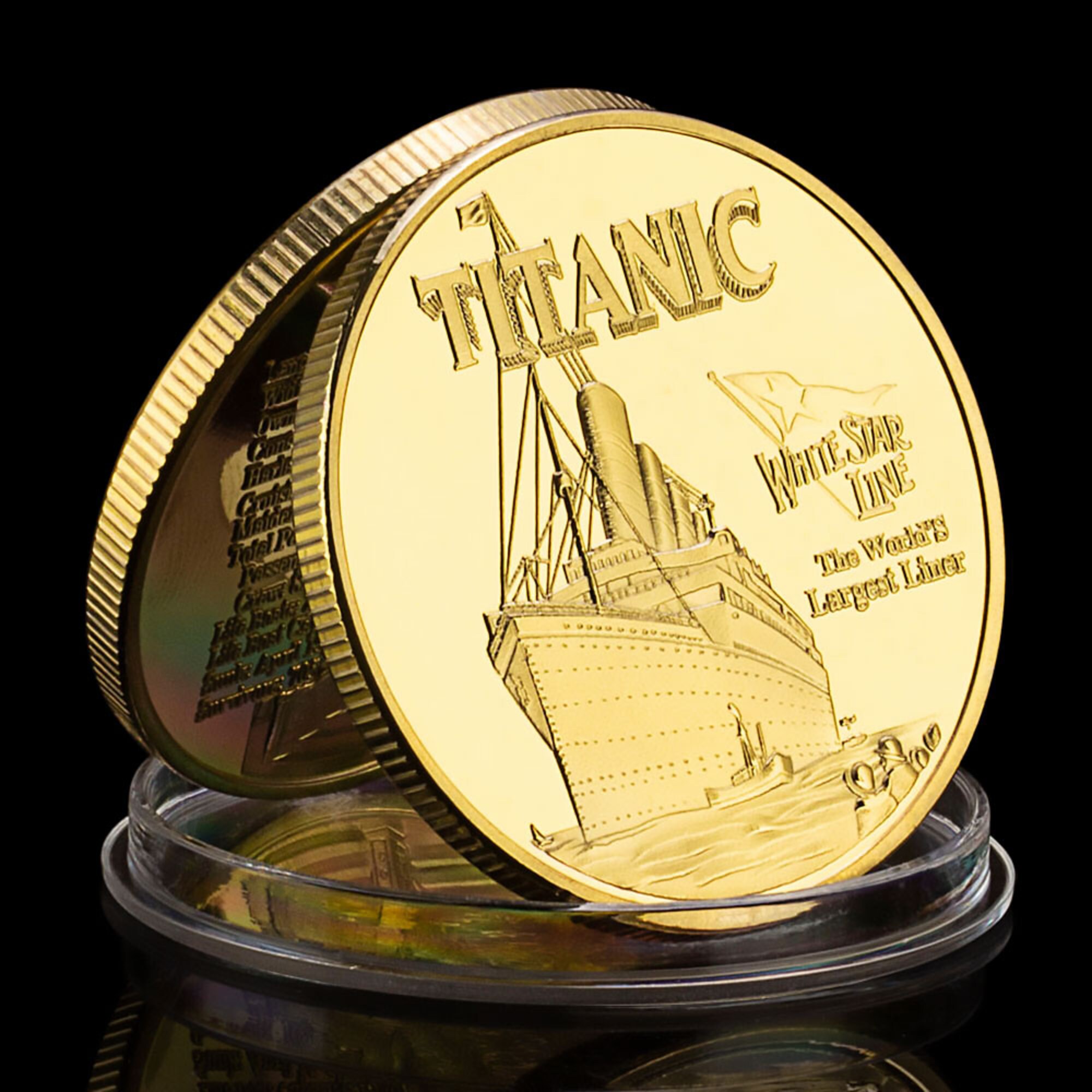 Titanic 3D Silver Ship Gold Coin Compass Sank 1912 Ocean Liner Film