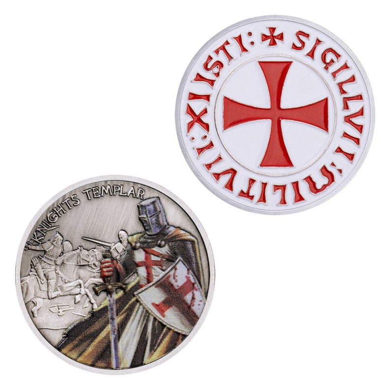 Knight Coin, Templar Medieval Coin, Antique Silver Plated Coin