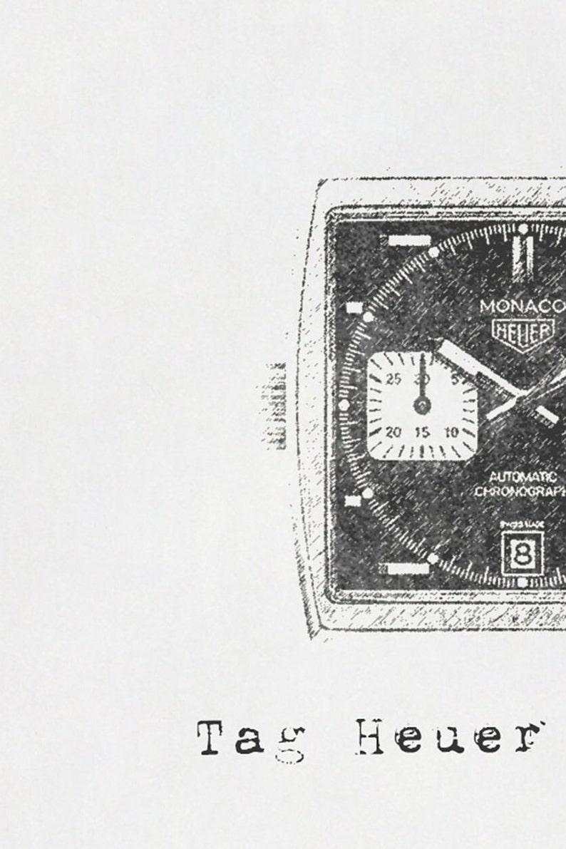 Tag Heuer Monaco Tag Heuer Watch Watch Print Printable Art Etsy