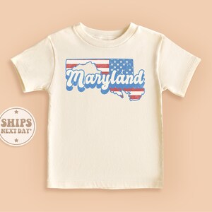 Maryland State Baby Shirt, Maryland Toddler Shirt, Retro Natural Kids Gift, Vintage State Patriotic Shirt #TLC00374