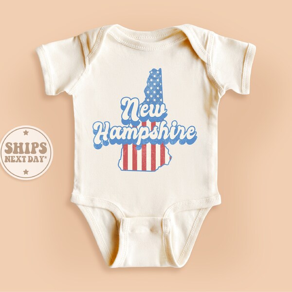 New Hampshire State Onesie®, New Hampshire Baby Bodysuit, Retro Natural Baby Gift, Vintage Patriotic Onesie® #TLC00336