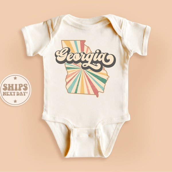 Georgia State Onesie®, Georgia Baby Bodysuit, Retro Natural Kids Gift, Vintage Georgia Map Onesie® #TLC00287