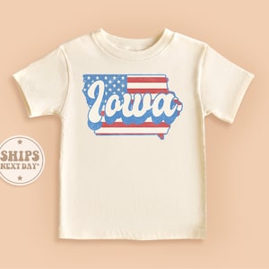 Iowa State Baby Shirt, Iowa Kids Shirt, Retro Natural Toddler Shirt, Vintage Patriotic Shirt #TLC00332
