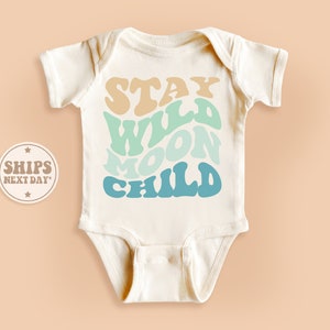 Stay Wild Moon Child Onesie®, Wild Flower Baby Bodysuit, Cute Natural Baby Onesie® #TLC00176
