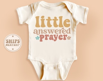 Little Answered Prayer Onesie®, Religious Onesie®, Blessed Baby Bodysuit, Miracle Baby Onesie®, Retro Natural Baby Onesie® #TLC00097