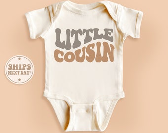 Little Cousin Baby Bodysuit, Cute Cousin Natural Onesie®, Wavy Letters Cousin Onesie®, Baby Cousin Gift, Younger Cousin Bodysuit #TLC00082