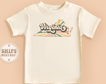 Virginia State Toddler Shirt, Retro Natural Kids Gift, Virginia Baby Shirt, Long Distance Gift #TLC00323