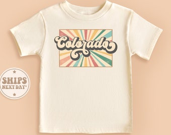 Colorado State Baby Shirt, Colorado Map Toddler Shirt, Retro Natural Kids Gift #TLC00283