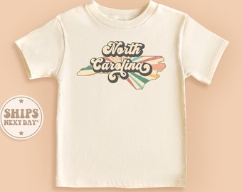 North Carolina State Baby Shirt, Retro Natural Kids Gift, North Carolina Toddler Shirt #TLC00310