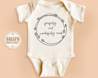 Fearfully and Wonderfully Made Onesie®, Faith Baby Onesie®, Christian Baby Gift, Religious Natural Baby Bodysuit #TLC00645